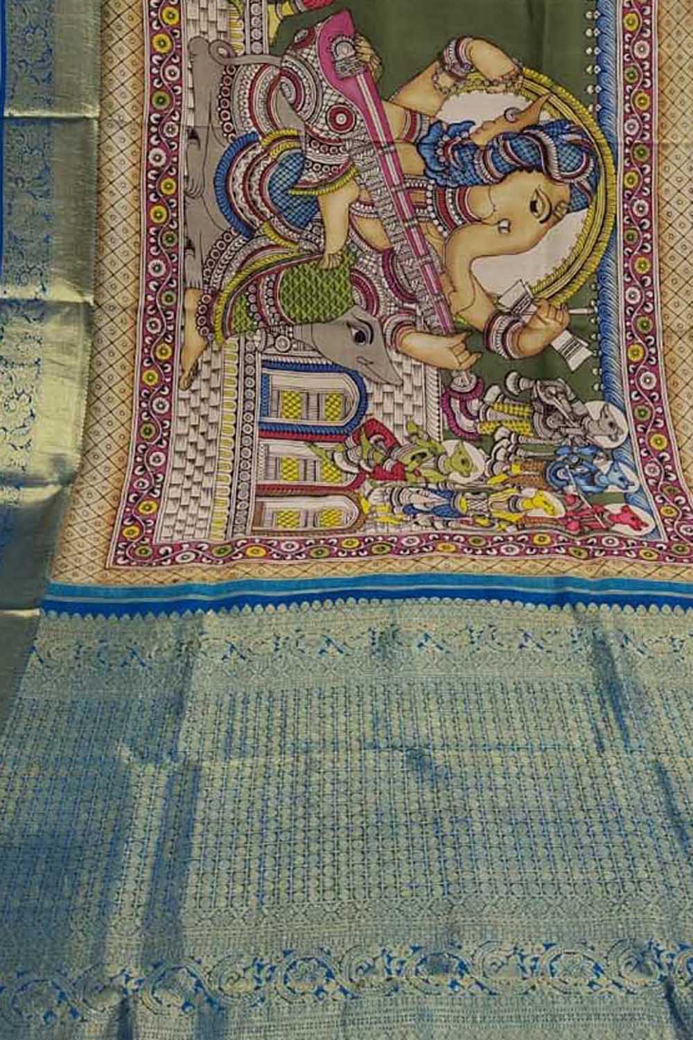 Stunning Multicolor Hand Pen Kalamkari Silk Saree - Luxurion World