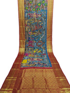 Stunning Multicolor Hand Pen Kalamkari Silk Saree - Luxurion World
