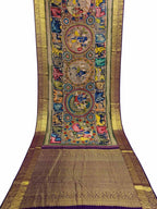 Stunning Multicolor Hand Pen Kalamkari Silk Saree - Luxurion World