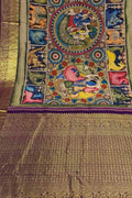 Stunning Multicolor Hand Pen Kalamkari Silk Saree - Luxurion World