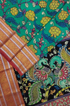 Green Kalamkari Hand Painted Silk Saree - Luxurion World