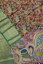 Orange Kalamkari Hand Painted Silk Saree - Luxurion World