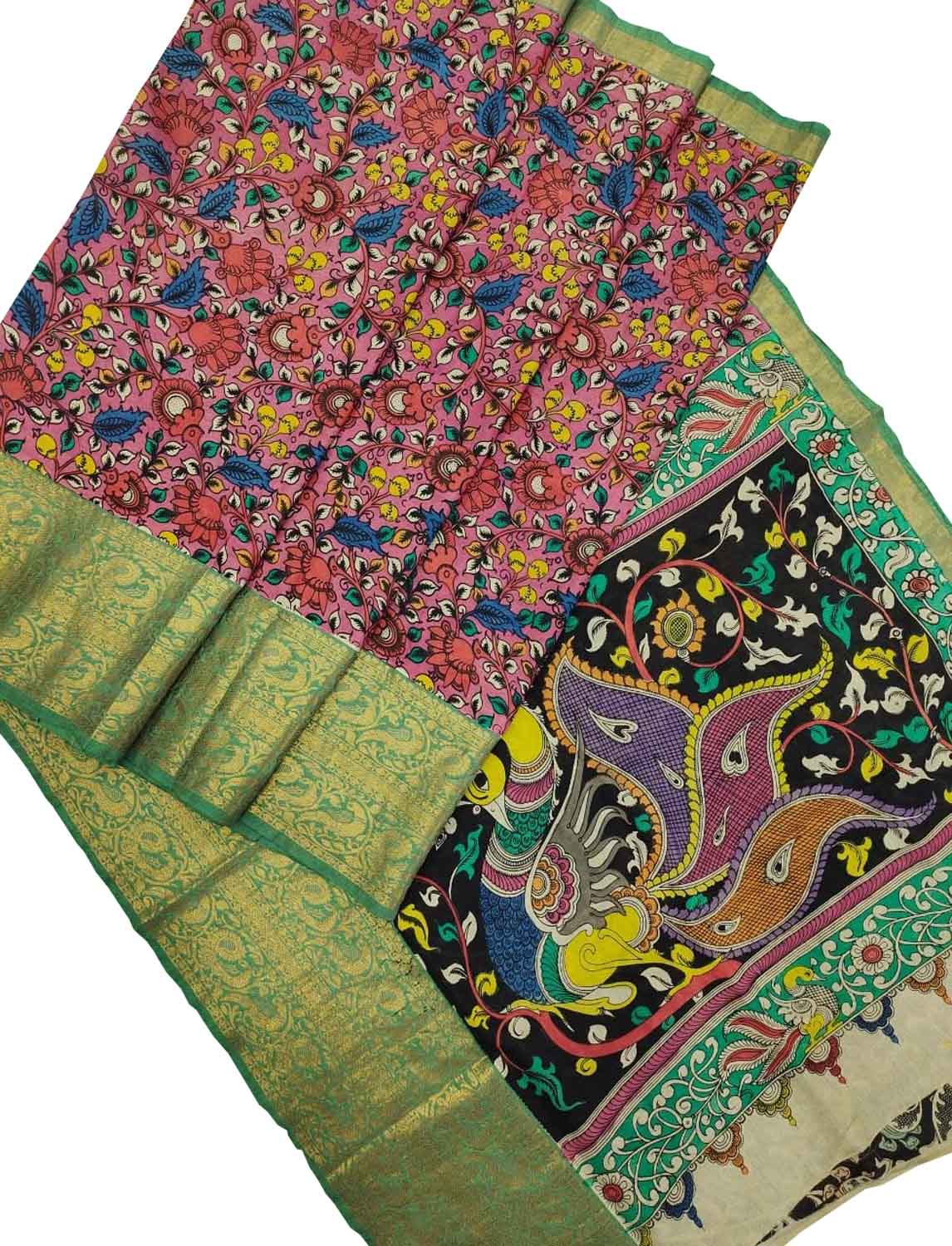 Exquisite Pink Kalamkari Hand Painted Silk Saree - Luxurion World