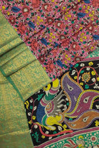 Exquisite Pink Kalamkari Hand Painted Silk Saree - Luxurion World