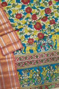 Off White Kalamkari Hand Painted Silk Saree - Luxurion World