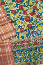 Off White Kalamkari Hand Painted Silk Saree - Luxurion World