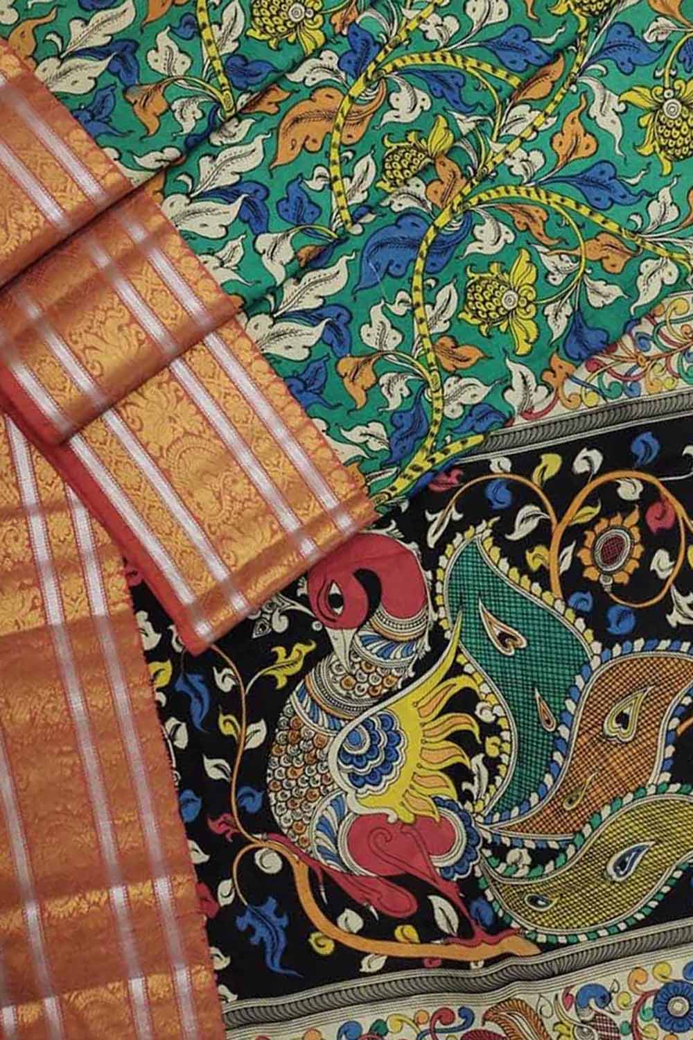 Green Kalamkari Hand Painted Silk Saree - Luxurion World