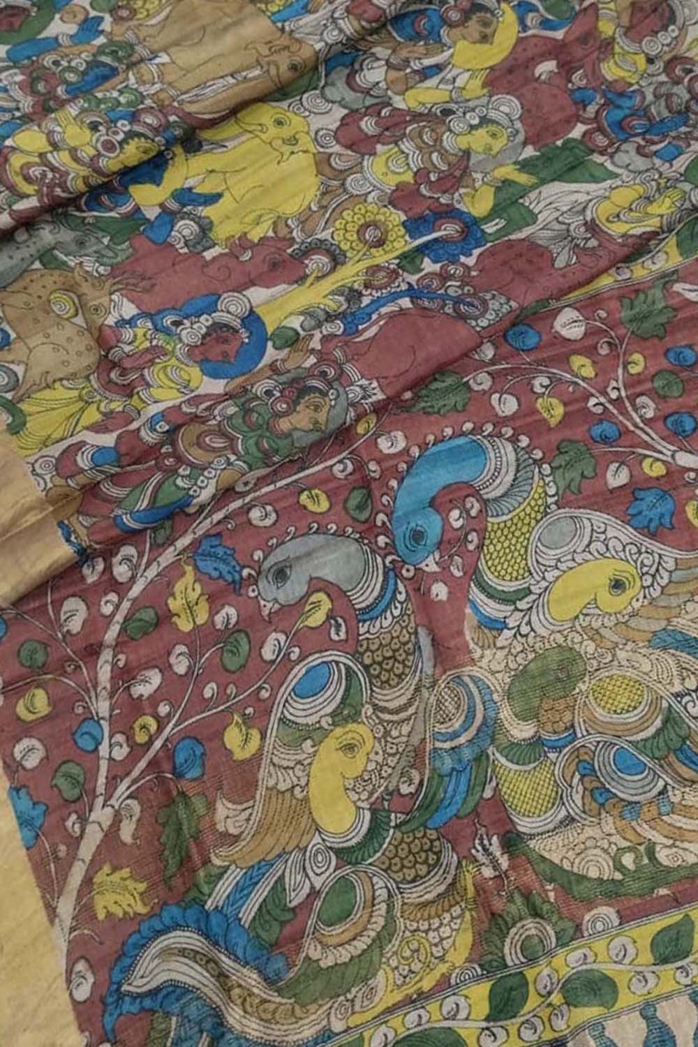 Exquisite Multicolor Kalamkari Tussar Silk Saree - Luxurion World