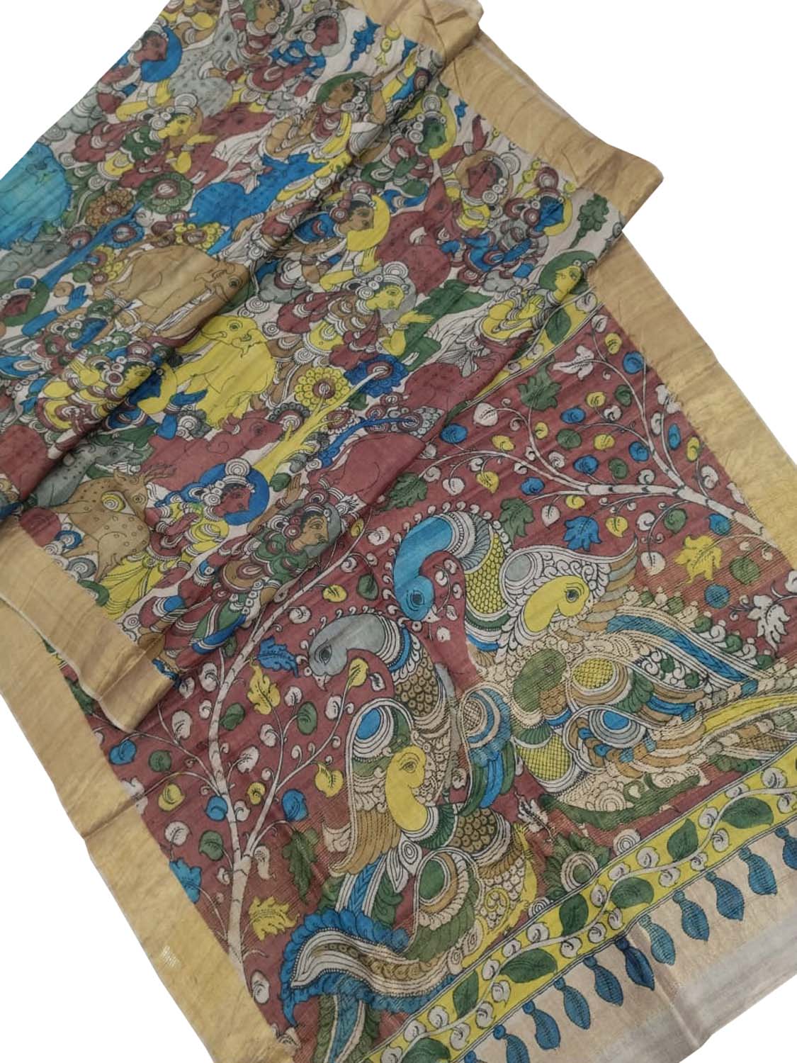 Exquisite Multicolor Kalamkari Tussar Silk Saree - Luxurion World