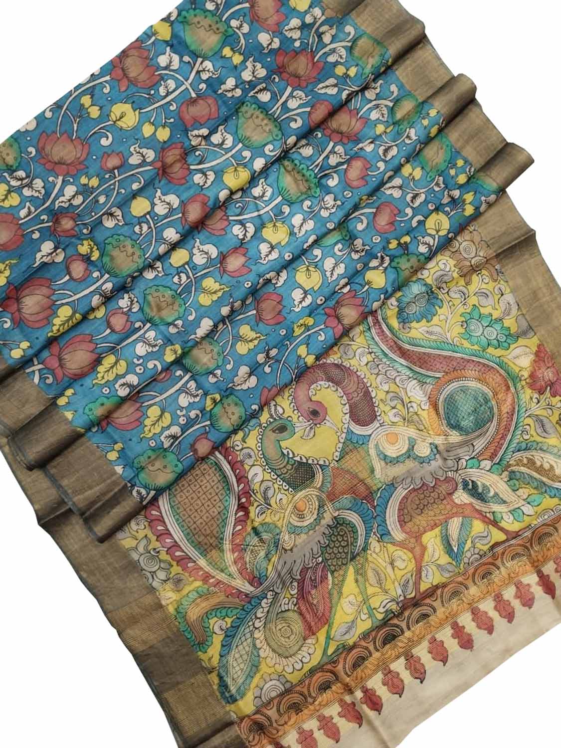Exquisite Multicolor Kalamkari Tussar Silk Saree - Luxurion World