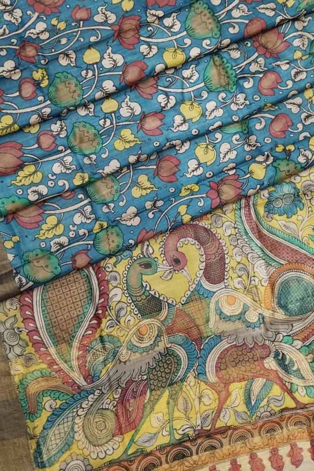 Exquisite Multicolor Kalamkari Tussar Silk Saree - Luxurion World