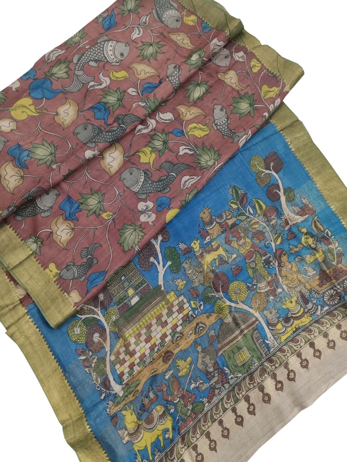 Exquisite Multicolor Kalamkari Tussar Silk Saree - Luxurion World