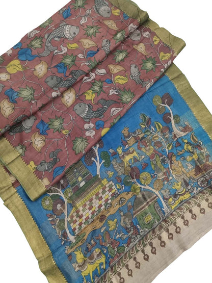 Exquisite Multicolor Kalamkari Tussar Silk Saree - Luxurion World