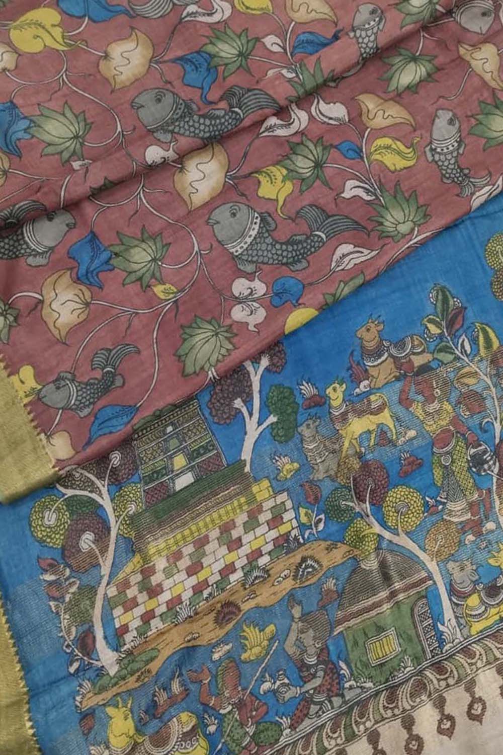 Exquisite Multicolor Kalamkari Tussar Silk Saree - Luxurion World