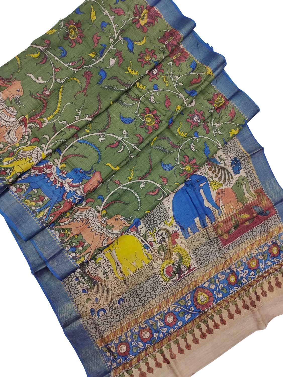 Exquisite Multicolor Kalamkari Tussar Silk Saree - Luxurion World