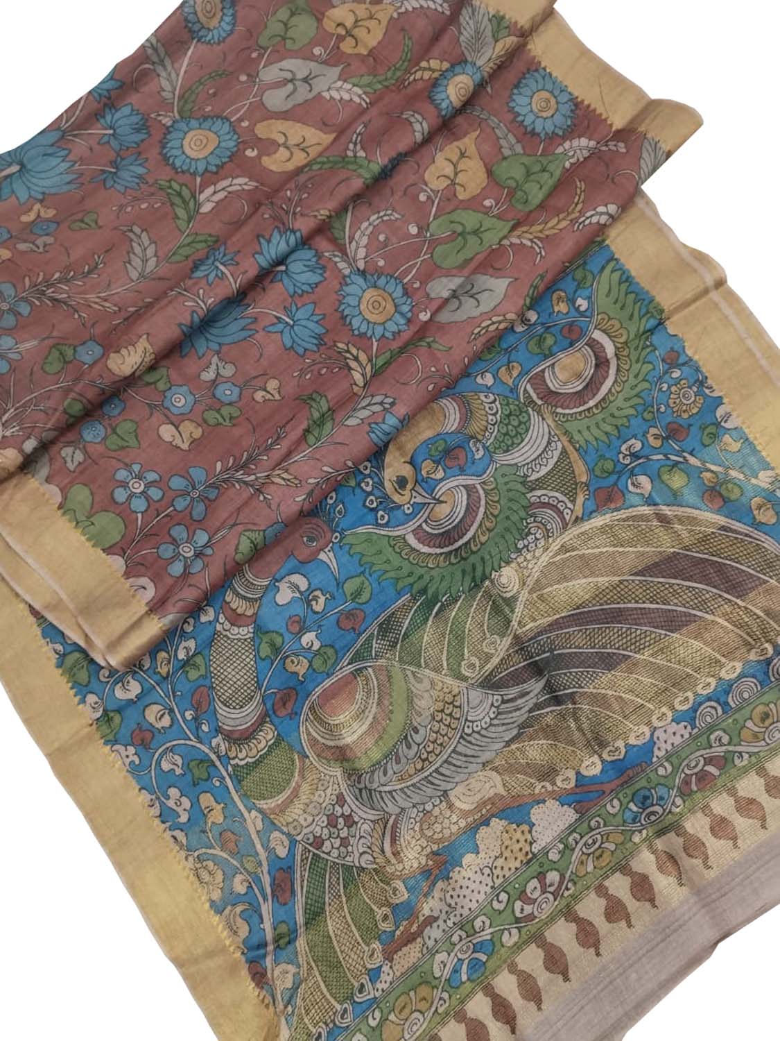 Exquisite Multicolor Kalamkari Tussar Silk Saree - Luxurion World