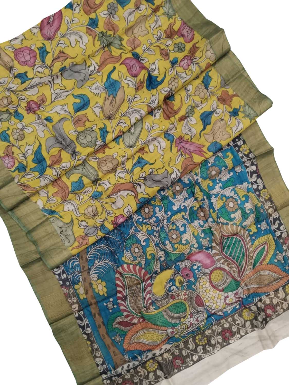 Exquisite Multicolor Kalamkari Tussar Silk Saree - Luxurion World
