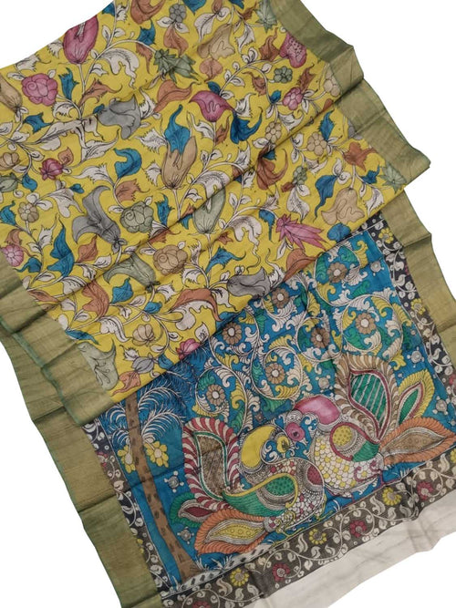 Exquisite Multicolor Kalamkari Tussar Silk Saree - Luxurion World