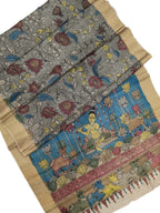 Exquisite Multicolor Kalamkari Tussar Silk Saree - Luxurion World