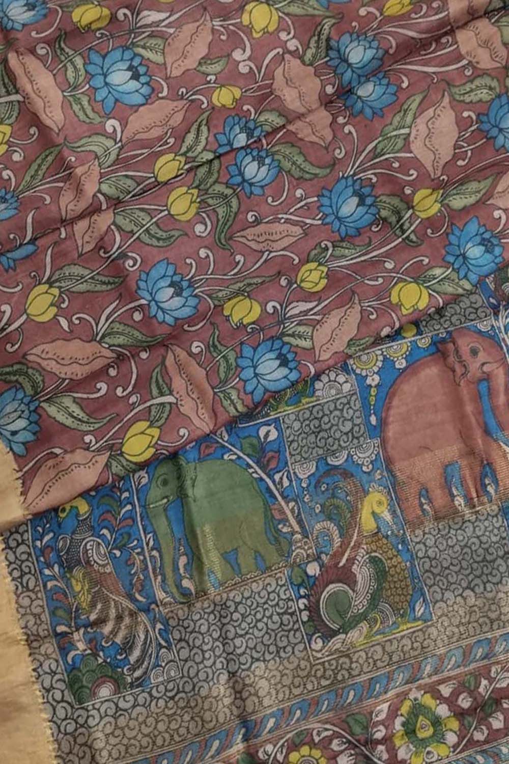 Exquisite Multicolor Kalamkari Tussar Silk Saree - Luxurion World