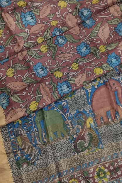 Exquisite Multicolor Kalamkari Tussar Silk Saree - Luxurion World