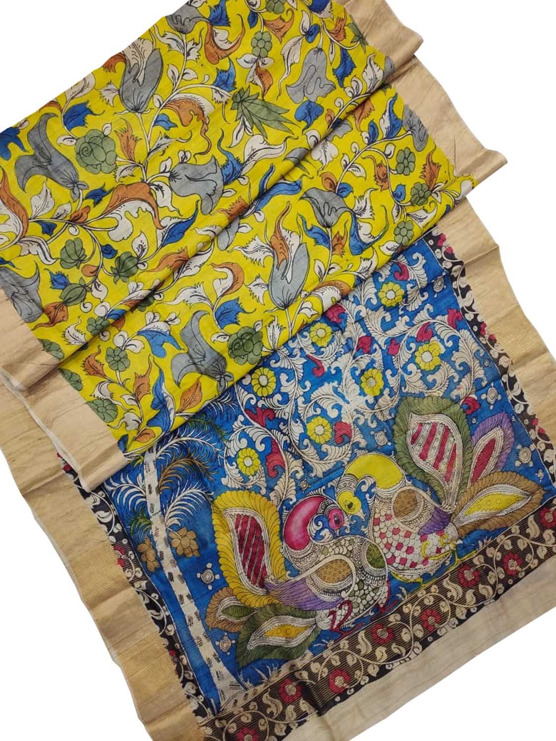 Exquisite Multicolor Kalamkari Tussar Silk Saree - Luxurion World