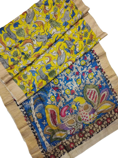 Exquisite Multicolor Kalamkari Tussar Silk Saree - Luxurion World
