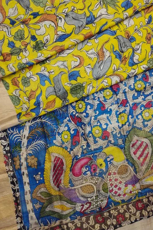 Exquisite Multicolor Kalamkari Tussar Silk Saree - Luxurion World