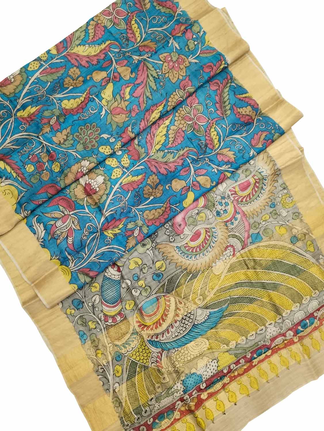 Exquisite Multicolor Kalamkari Tussar Silk Saree - Luxurion World