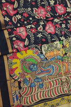 Multicolor Kalamkari Hand Painted Pure Bangalore Silk Saree - Luxurion World