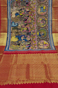Kalamkari Multicolor Pen Saree with Kanjeevaram Border - Luxurion World