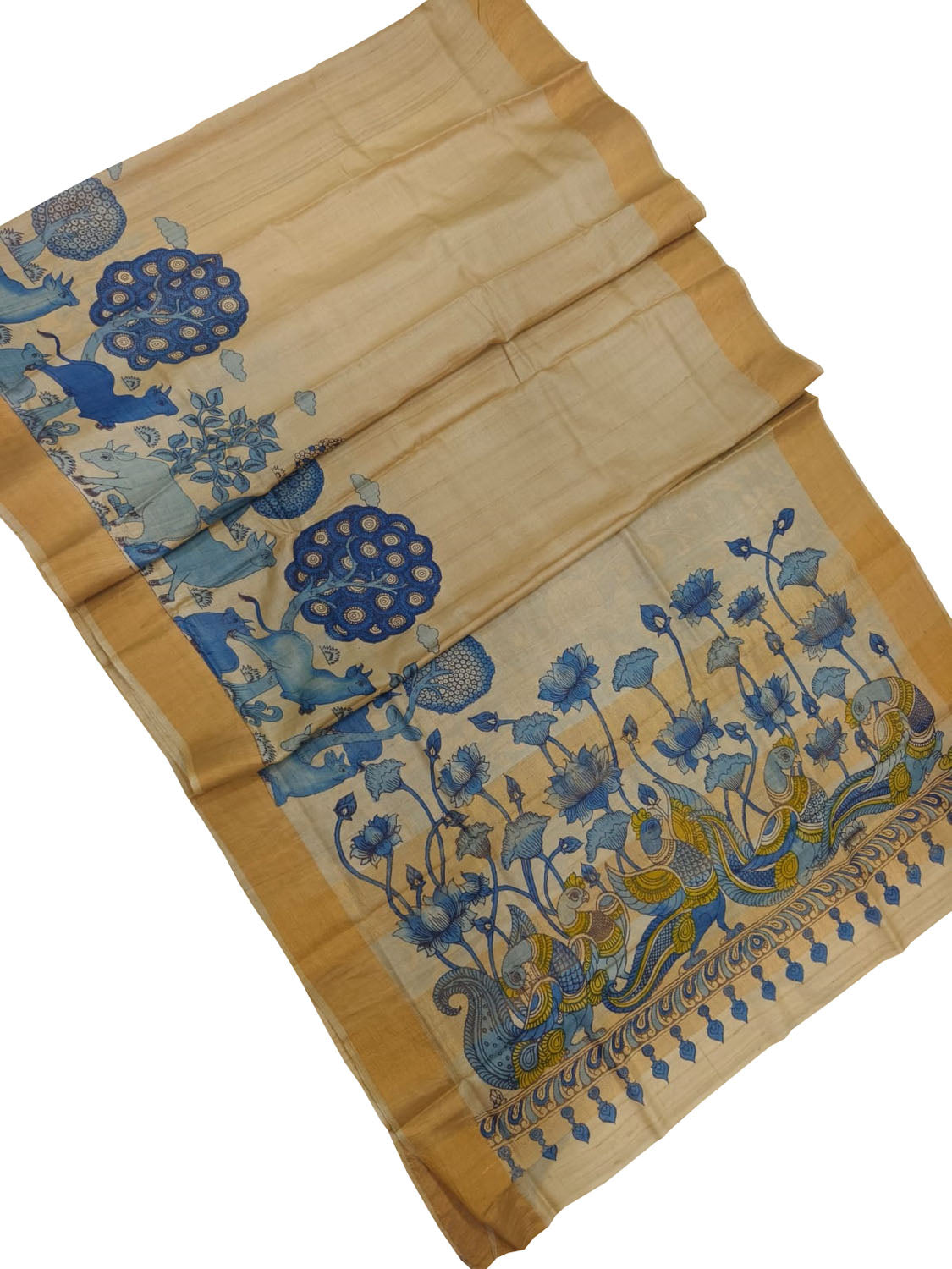 Pastel Kalamkari Tussar Silk Saree - Luxurion World