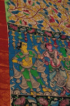 Multicolor Bangalore Silk Hand Painted Kalamakari Saree - Luxurion World