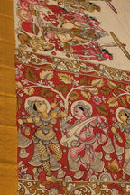 Pastel Bangalore Silk Hand Painted Kalamakari Saree - Luxurion World