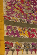 Multicolor Bangalore Silk Hand Painted Kalamakari Saree - Luxurion World