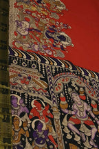 Multicolor Bangalore Silk Hand Painted Kalamakari Saree - Luxurion World