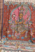 Pastel Pure Vidharbha Silk With Pen Kalamakari Saree - Luxurion World