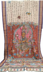 Pastel Pure Vidharbha Silk With Pen Kalamakari Saree - Luxurion World