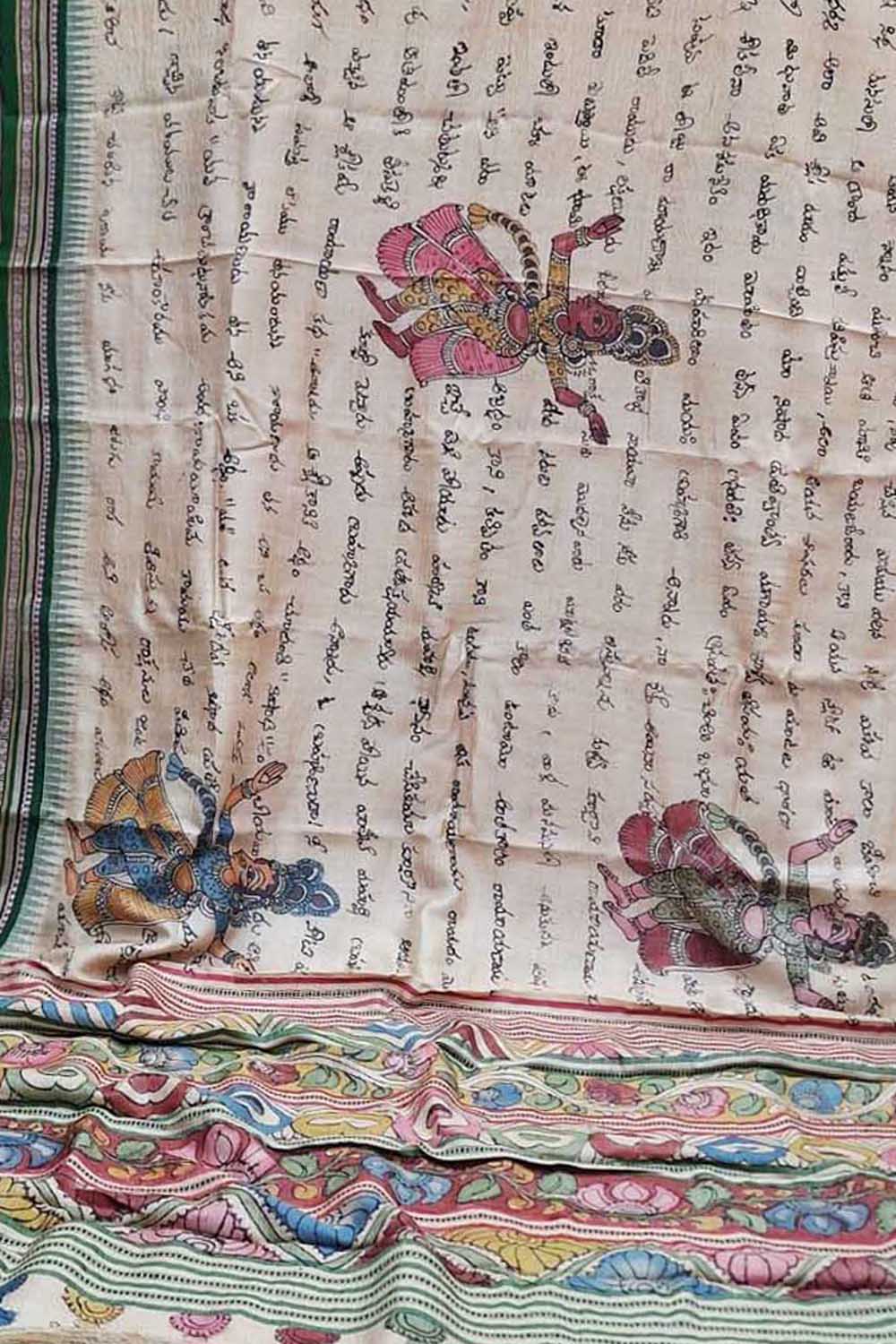 Pastel Pure Vidharbha Silk With Pen Kalamakari Saree - Luxurion World