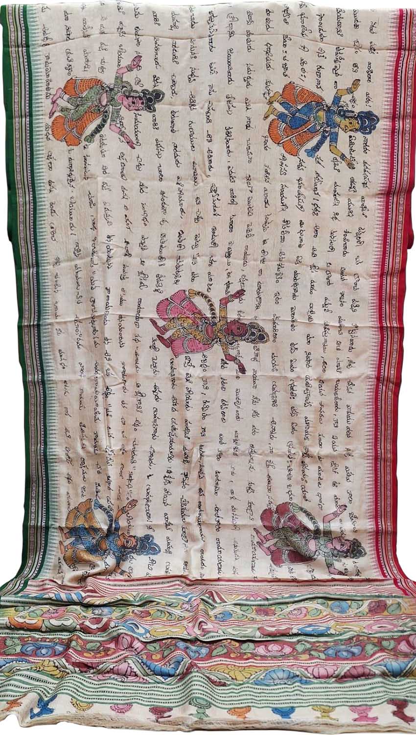 Pastel Pure Vidharbha Silk With Pen Kalamakari Saree - Luxurion World