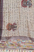 Pastel Pure Vidharbha Silk With Pen Kalamakari Saree - Luxurion World