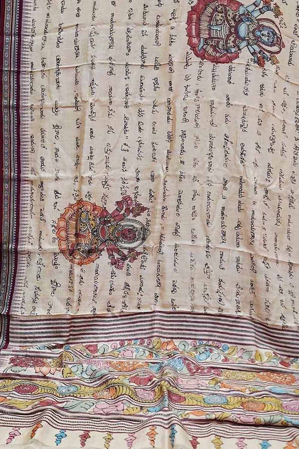 Pastel Pure Vidharbha Silk With Pen Kalamakari Saree - Luxurion World