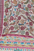 Pastel Pure Vidharbha Silk With Pen Kalamakari Saree - Luxurion World