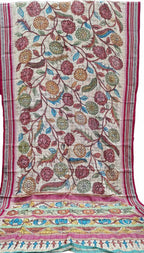 Pastel Pure Vidharbha Silk With Pen Kalamakari Saree - Luxurion World