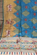 Multicolor Pure Vidharbha Silk With Pen Kalamakari Saree - Luxurion World