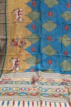 Multicolor Pure Vidharbha Silk With Pen Kalamakari Saree - Luxurion World