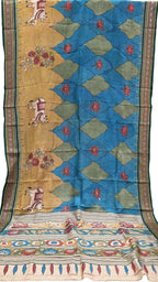 Multicolor Pure Vidharbha Silk With Pen Kalamakari Saree - Luxurion World