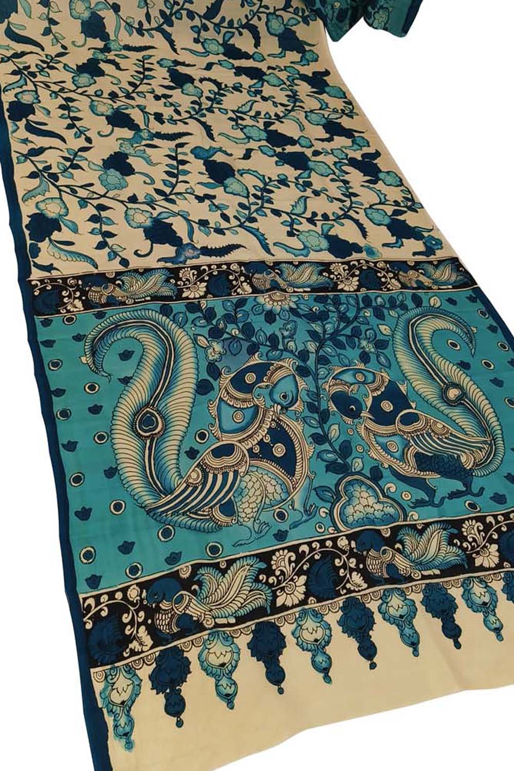 Vibrant Kalamkari Silk Saree with Multicolor Design - Luxurion World