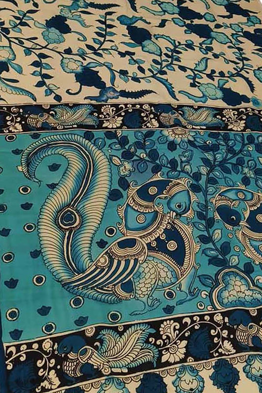 Vibrant Kalamkari Silk Saree with Multicolor Design