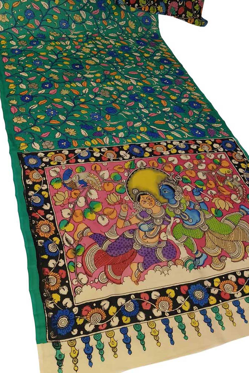 Vibrant Kalamkari Silk Saree with Multicolor Design - Luxurion World